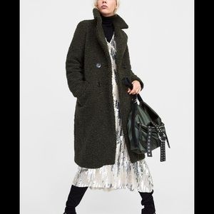 Zara Textured faux shearling coat